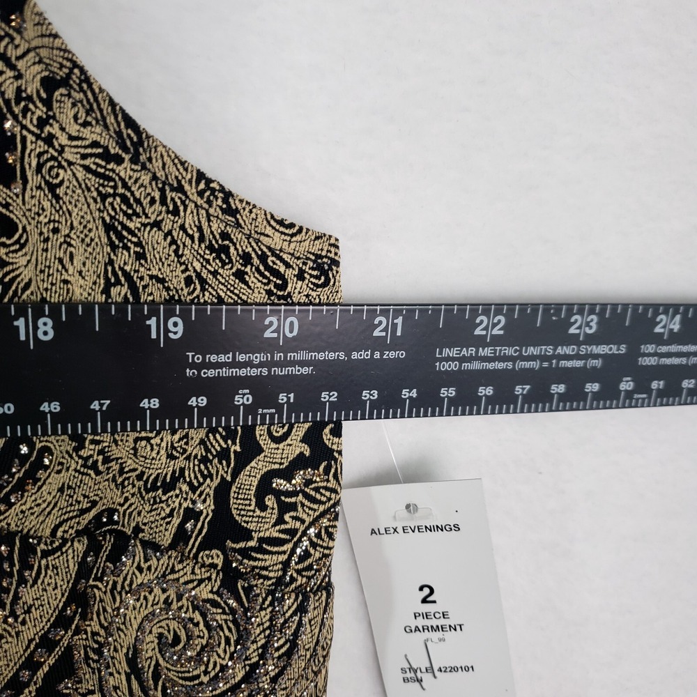 Alex Evenings Tank Top Womens‎ Plus Size 1X Gold Paisley Sleeveless Party Blouse - Picture 5 of 8